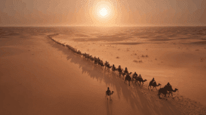 Escena del oasis de Al-Fayoum donde vive quien es el alquimista esperando a Santiago