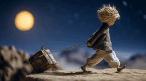 Representación de la caída final y el regreso a la estrella