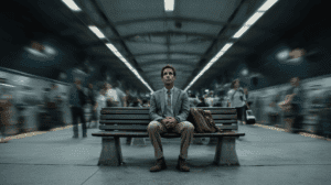 Escena del hidroavión imaginario que muestra quién es Walter Mitty en su fantasía