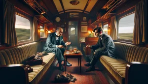 Escena clásica de Hércules Poirot en el Orient Express