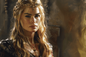 Cersei Lannister sentada en el Trono de Hierro