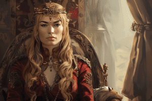 Detalle de la vestimenta regia de Cersei Lannister