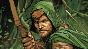 Escena de Robin Hood robando a los ricos para dar a los pobres