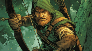 Representación artística de Robin Hood y sus alegres compañeros