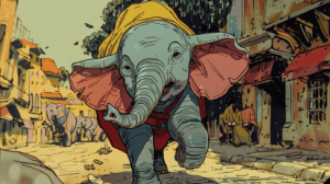 Dumbo y su madre en una tierna escena del libro