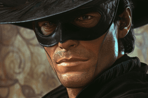 Escena de El Zorro rescatando a Lolita Pulido