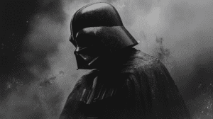 Darth Vader atravesando un pasillo oscuro