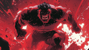 Red Hulk en una escena de batalla de Marvel