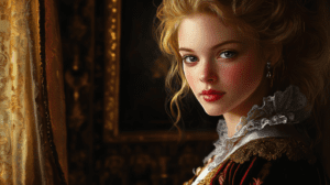 Detalle del vestido de quién es Milady de Winter como espía en Inglaterra