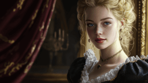 Ilustración de quién es Milady de Winter en un salón aristocrático