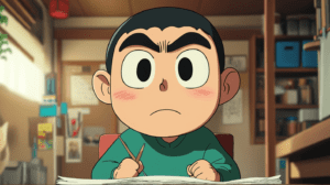 Ilustración de quién es Shin Chan en su hogar