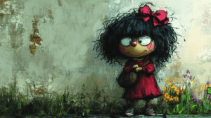 Mafalda discutiendo con Manolito