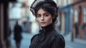 Primer plano del personaje Irene Adler en la obra de Arthur Conan Doyle