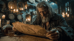 Ilustración narrativa del personaje Long John Silver estudiado por escritores