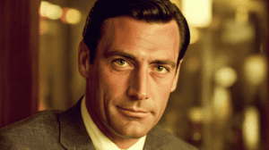 Retrato de Don Draper en su oficina durante una escena de Mad Men.