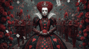 Retrato de la reina de corazones en Alicia en el país de las maravillas