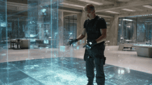 john anderton analizando predicciones dentro del relato