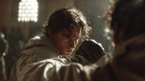 Paul Atreides bajo la identidad de El Predicador en las calles de Arrakeen