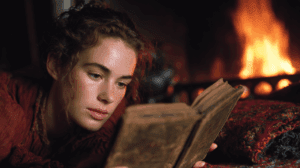 Retrato de quién es Jo March escribiendo en el ático de su casa