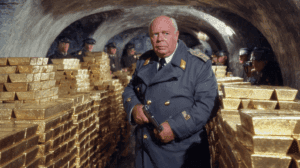 Maqueta del plan Grand Slam contra Fort Knox diseñado por Auric Goldfinger